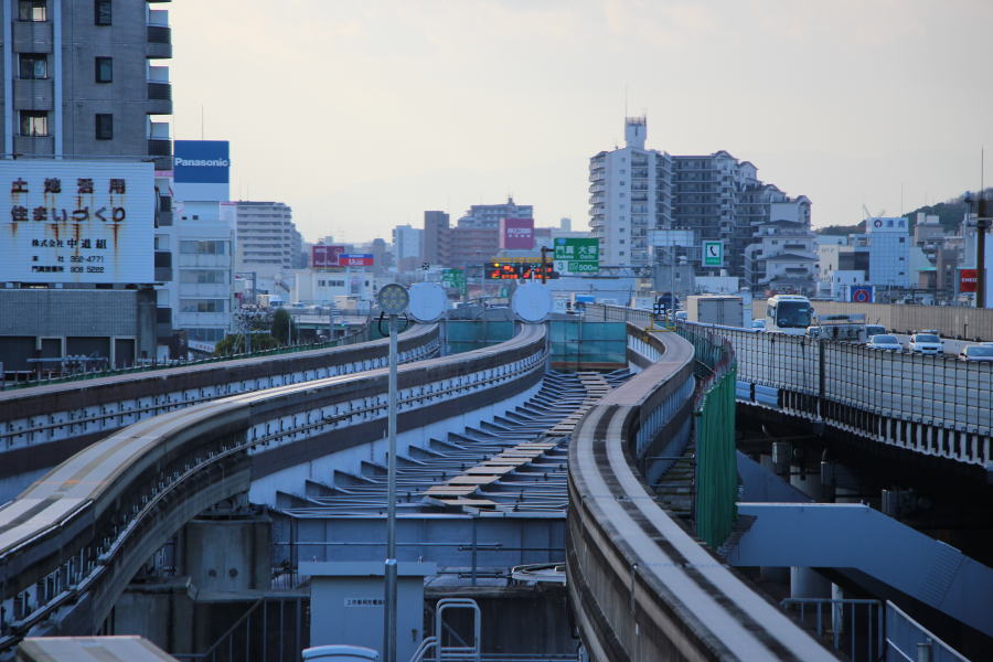 大阪モノレール延伸区間側末端軌道全景
