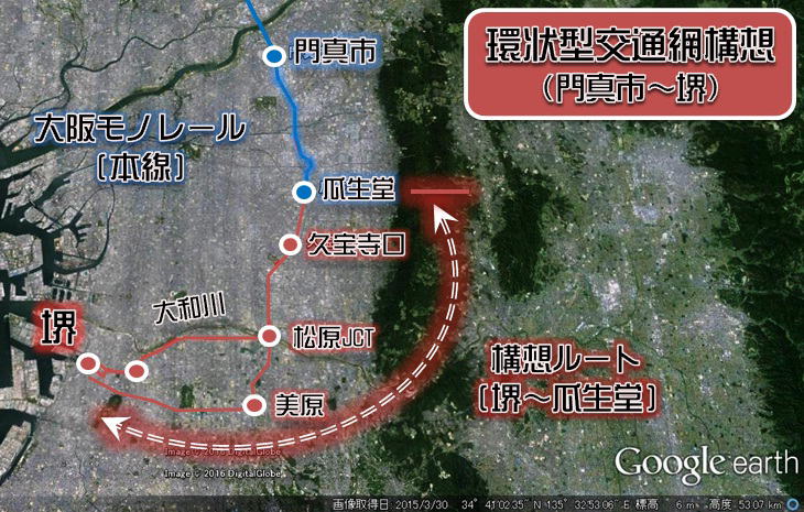 大阪モノレール 堺延伸 ルート図