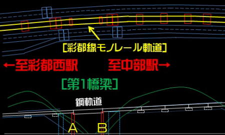 彩都線延伸 第1岩阪橋梁部概略図