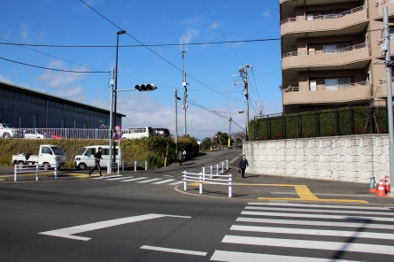 多摩モノレール体育館前駅設置想定位置付近の交差点