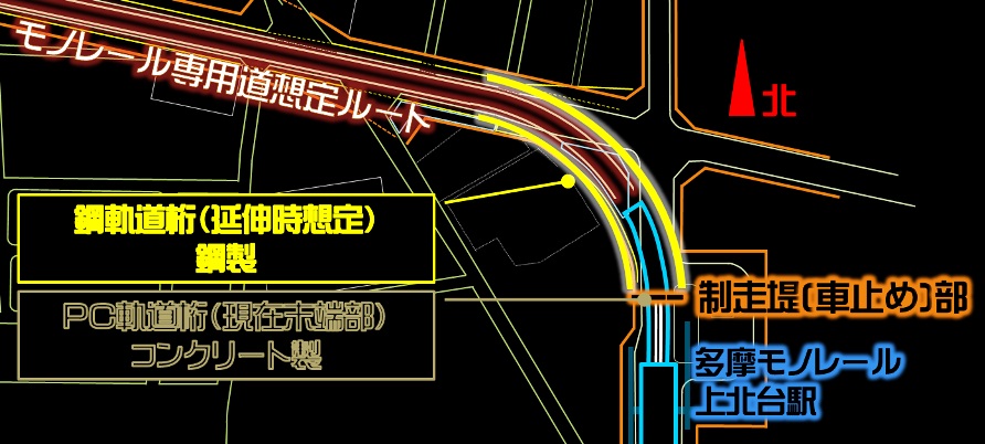 多摩モノレール延伸時の設置軌道桁