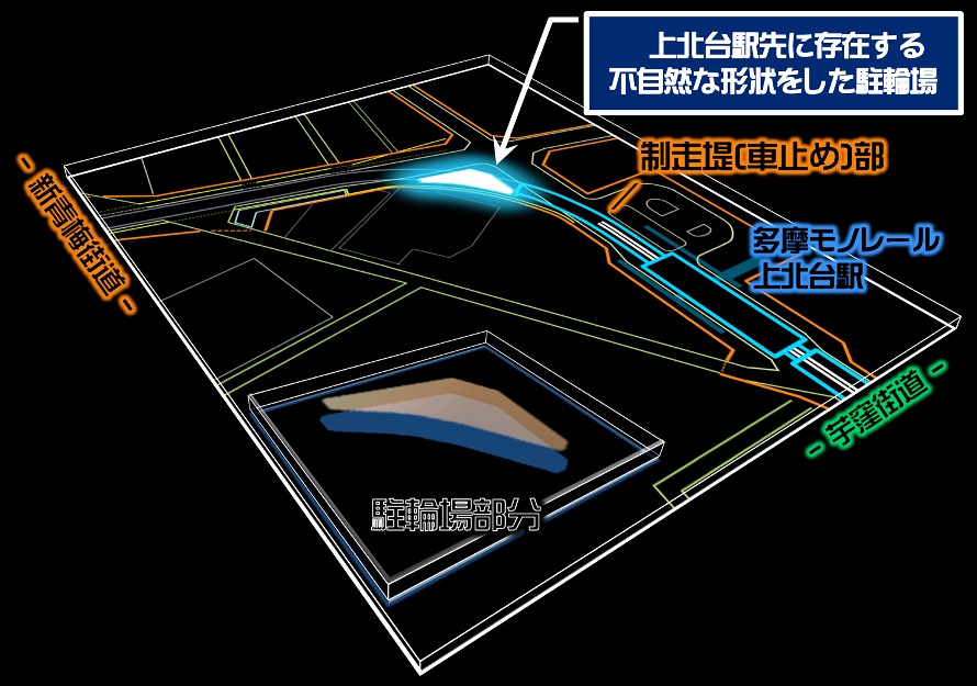 モノレール延伸ルート上に存在する駐輪場