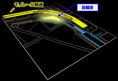 多摩モノレール軌道桁延伸ルートプロット図