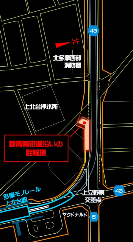 多摩モノレール延伸ルート概略と駐輪場の位置関係