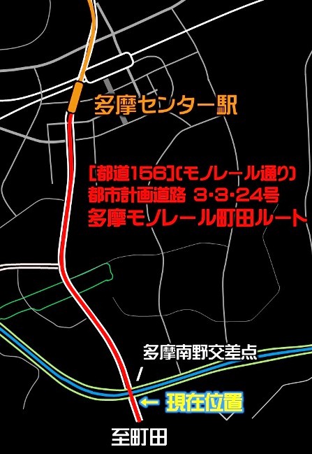 多摩モノレール町田ルートにおける現在位置図