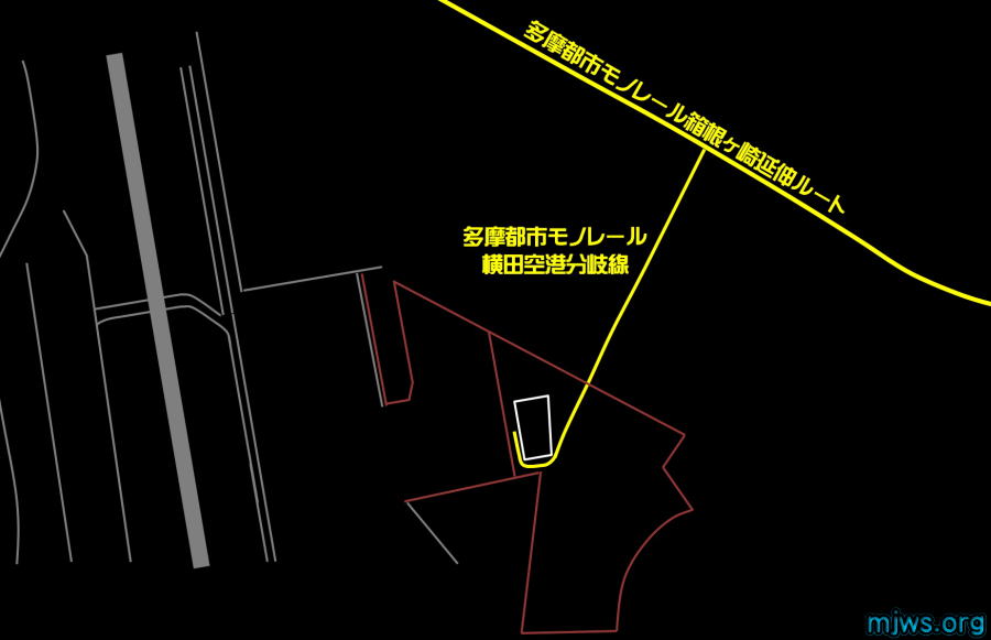 多摩モノレール横田空港分岐線概要図