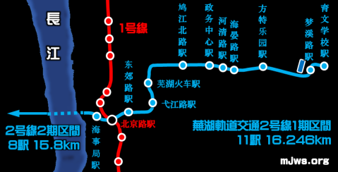 蕪湖モノレール2号線路線図