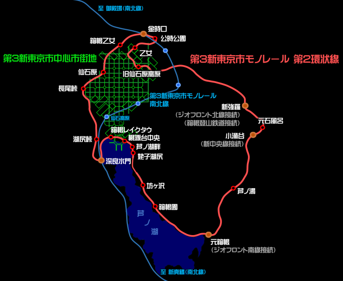 エヴァンゲリオン第3新東京市第2環状線路線図