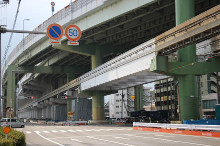 Combined section of monorail and expressway