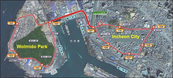 韓国月尾銀河レール路線図