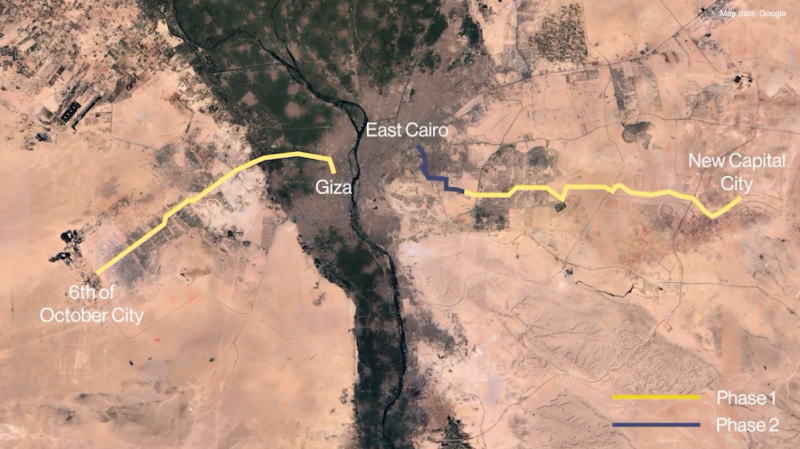 カイロモノレール新行政首都線路線図